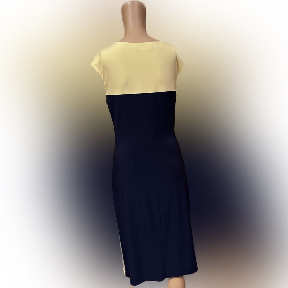 Lauren Ralph Lauren light yellow navy blue Dress SZ 6 - Picture 5 of 8
